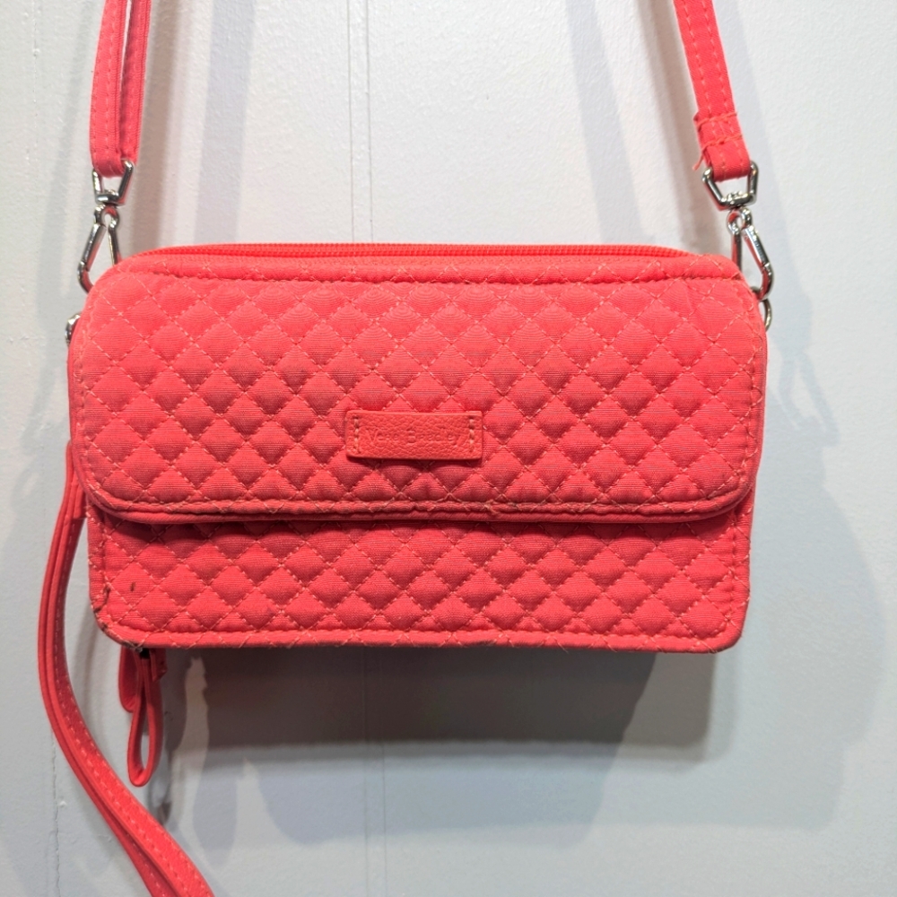 Vera Bradley RFID All In‎ One Crossbody Wallet In Bright Coral - Picture 10 of 10